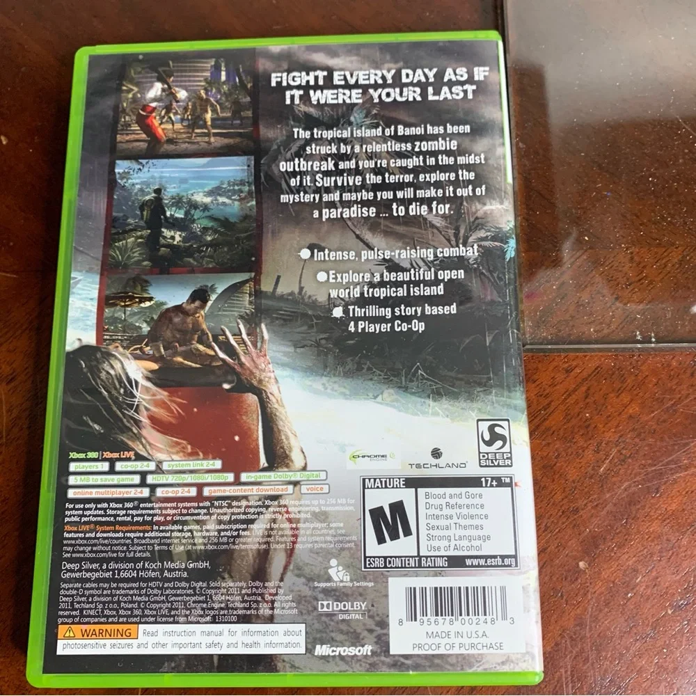 XBOX 360 Dead Island Video Game